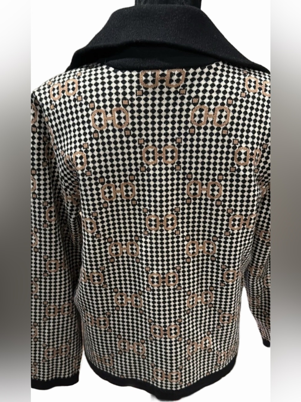 Anne Klein Black Multi Sweater Jacket Cardigan - Picture 2 of 10